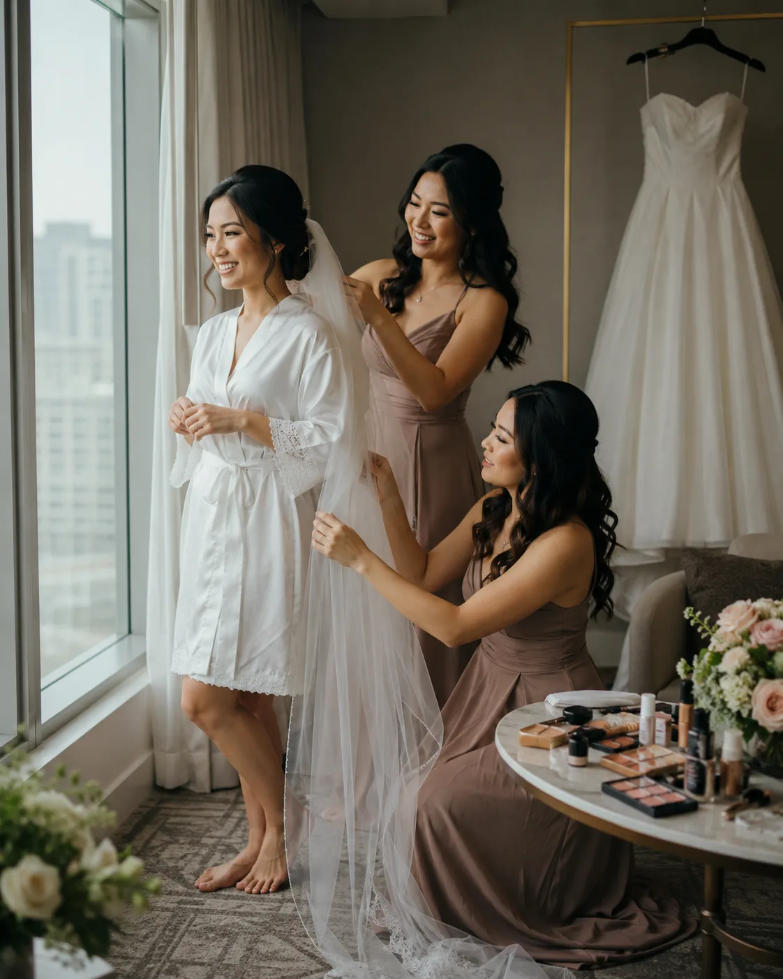 WEDDING PHOTO — Couple at golden hour